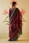 Shop_Angad Singh_Wine Silk Embroidered Floral Round Gota Patti Anarkali Set_at_Aza_Fashions