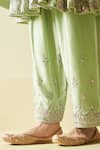 Shop_Angad Singh_Green Silk Embroidery Floral Tear Drop Neck Anarkali Pant Set_Online_at_Aza_Fashions