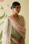 Angad Singh_Green Silk Embroidery Floral Tear Drop Neck Anarkali Pant Set_at_Aza_Fashions