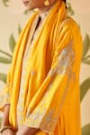 Angad Singh_Yellow Chanderi Embroidery Rose Gold Zari Round Neck Kurta Pant Set_at_Aza_Fashions