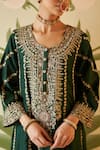 Buy_Angad Singh_Green Silk Embroidery Rose Gold Zari Round Neck Floral Thread Kurta Pant Set_Online_at_Aza_Fashions