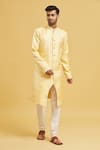 Buy_Aryavir Malhotra_Yellow Sherwani Banarasi Jacquard Woven Floral With Churidar _Online_at_Aza_Fashions