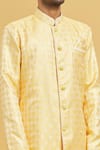 Shop_Aryavir Malhotra_Yellow Sherwani Banarasi Jacquard Woven Floral With Churidar _Online_at_Aza_Fashions