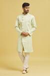 Buy_Aryavir Malhotra_Green Sherwani Jaquard Chikankari Lucknawi Embroidered Jaal With Churidar _at_Aza_Fashions