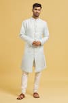 Buy_Aryavir Malhotra_Sky Blue Sherwani Imp. Soft Jacquard Woven Blossom Pattern With Churidar _Online_at_Aza_Fashions