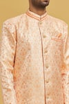 Aryavir Malhotra_Cream Sherwani Banarasi Jacquard Woven Floral Garden Pattern With Churidar _Online_at_Aza_Fashions