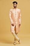 Buy_Aryavir Malhotra_Cream Sherwani Banarasi Jacquard Woven Floral Garden Pattern With Churidar _Online_at_Aza_Fashions