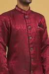 Shop_Aryavir Malhotra_Maroon Sherwani Imp. Soft Jacquard Woven Swirl Floral With Churidar _Online_at_Aza_Fashions