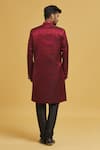 Shop_Aryavir Malhotra_Maroon Sherwani Imp. Soft Jacquard Woven Swirl Floral With Churidar _at_Aza_Fashions