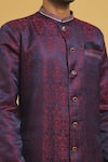 Aryavir Malhotra_Maroon Sherwani Imp. Soft Jacquard Floral Pattern With Velvet Dhoti Pant _Online_at_Aza_Fashions