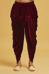 Aryavir Malhotra_Maroon Sherwani Imp. Soft Jacquard Floral Pattern With Velvet Dhoti Pant _at_Aza_Fashions