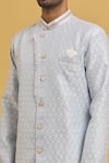 Shop_Aryavir Malhotra_Sky Blue Sherwani Banarasi Zari Jacquard Woven Floral Pattern With Dhoti Pant _Online_at_Aza_Fashions