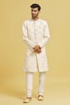 Buy_Aryavir Malhotra_Multi Color Sherwani Jaquard Chikankari Lucknawi Floral With Churidar _at_Aza_Fashions