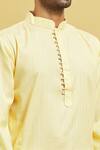 Shop_Arihant Rai Sinha_Yellow Kurta Soft Cotton Embroidery Stripe Pattern Set _Online_at_Aza_Fashions
