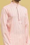 Shop_Arihant Rai Sinha_Pink Kurta Soft Cotton Embroidery Stripe Linear Pattern Set _Online_at_Aza_Fashions