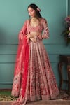 Buy_Jigar & Nikita_Red Lehenga And Blouse Raw Silk & Cutdana Embellished Bridal Set  _at_Aza_Fashions