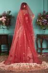 Shop_Jigar & Nikita_Red Silk, Net Pearls, Zari Sweetheart Zardosi Embroidered Bridal Lehenga Set_at_Aza_Fashions