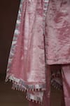 Dressfolk_Pink Tissue Metallic V Neck Straight Kurta Set  _at_Aza_Fashions