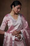 Buy_Dressfolk_Pink Tissue Metallic V Neck Straight Kurta Set  