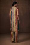 Shop_Dressfolk_Multi Color Tissue Metallic Stripe V Neck Straight Kurta Set  _at_Aza_Fashions