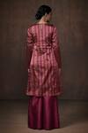 Dressfolk_Magenta Tissue Metallic Stripe Round Straight Kurta Set  _Online_at_Aza_Fashions