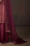 Dressfolk_Magenta Tissue Metallic Stripe Round Straight Kurta Set  _at_Aza_Fashions