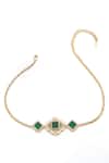 Shop_Aulerth X JJ Valaya_Green Rumeli Carved Stone Embellished Choker Necklace _at_Aza_Fashions
