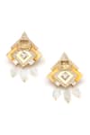 Shop_Aulerth X JJ Valaya_White Engineered Stones Amelia Angular Earrings _at_Aza_Fashions