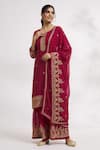 Buy_Samyukta Singhania_Maroon Faux Georgette Embroidered Floral Round Kurta Sharara Set _Online_at_Aza_Fashions