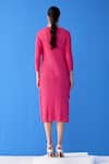 Shop_Pleats By Aruni_Pink Polyester Round Neck Layered Fringe Dress _at_Aza_Fashions