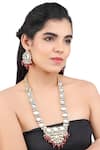 Buy_Aakarsha by Ajay_Red Pearl Two Tone Finish Kundan And Embellished Necklace Set _at_Aza_Fashions