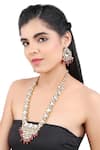 Buy_Aakarsha by Ajay_Red Pearl Two Tone Finish Kundan And Embellished Necklace Set _Online_at_Aza_Fashions