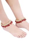 Buy_Aakarsha by Ajay_Red Kundan And Polki Embellished Pair Of Anklets _at_Aza_Fashions