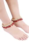 Shop_Aakarsha by Ajay_Red Kundan And Polki Embellished Pair Of Anklets _Online_at_Aza_Fashions