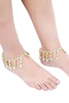 Buy_Aakarsha by Ajay_Green Kundan Stone And Beads Embellished Pair Of Anklets_at_Aza_Fashions
