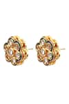 Aakarsha by Ajay_Gold Plated Kundan Embellished Flower Stud Earrings _at_Aza_Fashions