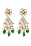 Shop_Aakarsha by Ajay_White Kundan Stones Floral Drop Earrings _at_Aza_Fashions