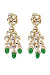 Shop_Aakarsha by Ajay_White Kundan Stones Floral Drop Earrings _Online_at_Aza_Fashions