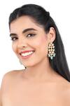 Buy_Aakarsha by Ajay_Green Kundan Stones Floral Dangler Earrings _Online_at_Aza_Fashions