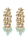 Aakarsha by Ajay_Green Kundan Stones Floral Dangler Earrings _at_Aza_Fashions