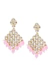 Shop_Aakarsha by Ajay_Pink Kundan Stones Circular Dangler Earrings_at_Aza_Fashions