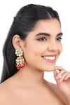 Buy_Aakarsha by Ajay_Red Kundan Stones Floral Jhumkas _at_Aza_Fashions