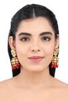 Aakarsha by Ajay_Red Kundan Stones Floral Jhumkas _Online_at_Aza_Fashions