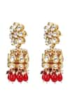 Aakarsha by Ajay_Red Kundan Stones Floral Jhumkas _at_Aza_Fashions