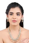 Aakarsha by Ajay_Brown Kundan Stones Embellished Necklace Set _Online_at_Aza_Fashions