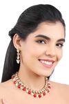 Buy_Aakarsha by Ajay_Red Kundan Stones Geometric Embellished Necklace Set _at_Aza_Fashions