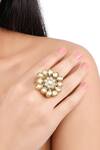 Aakarsha by Ajay_Green Kundan Floral Ring _Online_at_Aza_Fashions