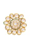 Buy_Aakarsha by Ajay_Green Kundan Floral Ring _Online_at_Aza_Fashions