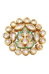 Shop_Aakarsha by Ajay_Green Kundan Floral Lotus Ring _at_Aza_Fashions