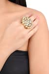 Aakarsha by Ajay_Green Kundan Floral Lotus Ring _Online_at_Aza_Fashions